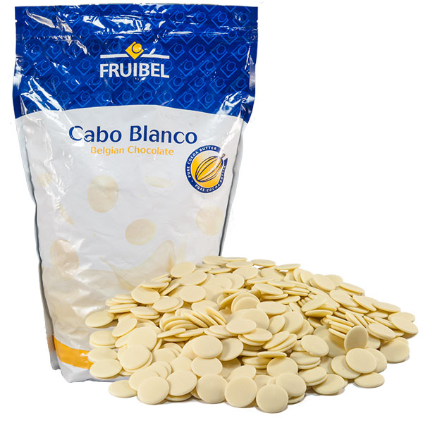 Cabo Blanco chipsuri de ciocolata Belgiana, alba, 500g reambalata